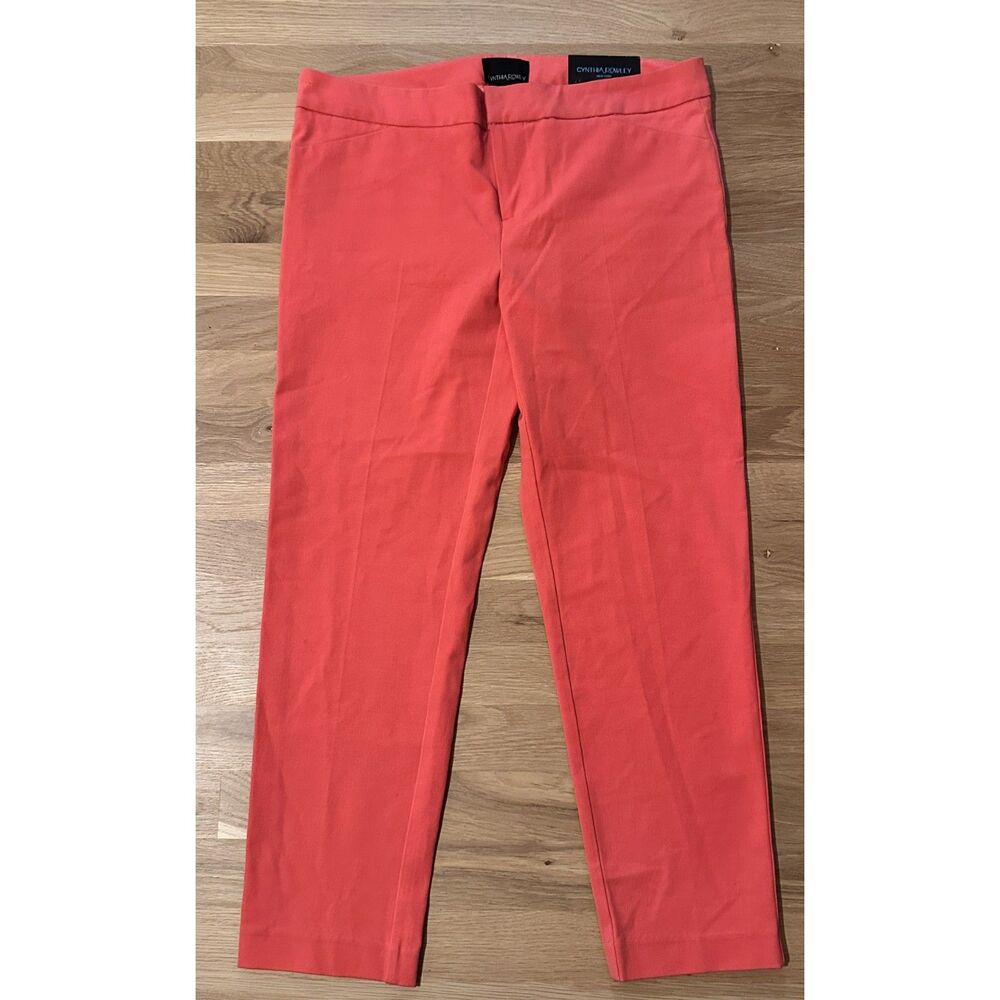 Cynthia Rowley Slim Cropped Pants Size 10 Pink Salmon NWOT Stretch Dress Pants